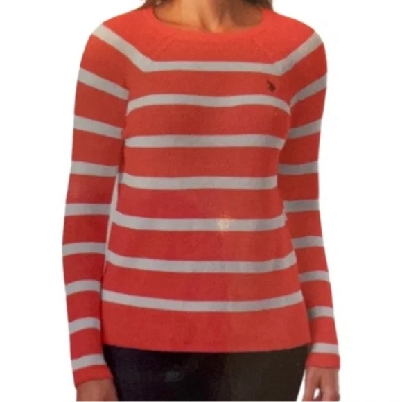 U S Polo Assn Striped Long Sleeves Sweater Casual Lightweight Fall Size M - Picture 1 of 6
